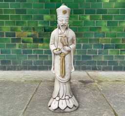 Outdoor Chinese Man Sculpture Concrete Asian Figurine Garden Feng Shui Statue Tradition Decoration Ancient Oriental Ornament Gift - thumbnail 1