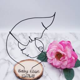 Personalized Wire Sculpture, Mother & Baby Art, Shower Gift - thumbnail 3