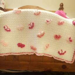 Crochet Blanket. Pink Baby Handmade Afghan. Baby Girl Throw. Shower Gift - thumbnail 2