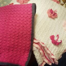 Crochet Blanket. Pink Baby Handmade Afghan. Baby Girl Throw. Shower Gift - thumbnail 4