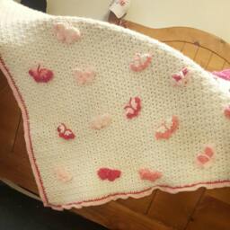 Crochet Blanket. Pink Baby Handmade Afghan. Baby Girl Throw. Shower Gift