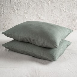 Moss Green Pillowcase Set Of Two, Linen Pillowcases, Natural Bedding - thumbnail 3