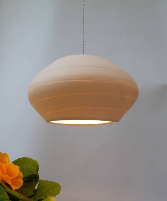 Porcelain Mushroom Ball With Spirals, Pendant Light - image 1