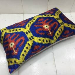 Ikat Silk Pillow Cover 12x20, Handwoven Accent - thumbnail 4