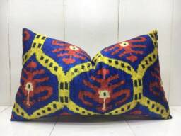 Ikat Silk Pillow Cover 12x20, Handwoven Accent - thumbnail 1