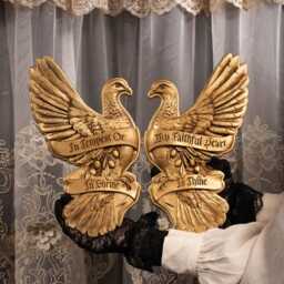 Gothic Dove Plaque - Aged Gold Resin Gallery Wall Art - thumbnail 2