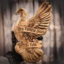 Gothic Dove Plaque - Aged Gold Resin Gallery Wall Art - thumbnail 1