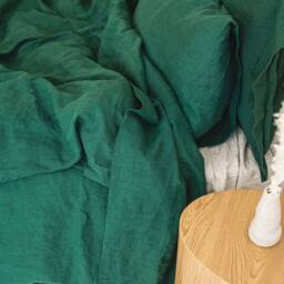 Soft Linen Bedding Set Dark Green Duvet Cover With Pillowcases - thumbnail 2