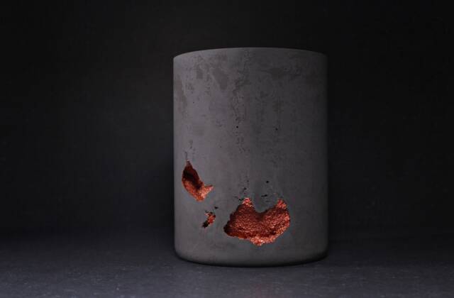 Lava Concrete Pot, Charcoal Copper Holder, Modern Organic Decor - Volcano Collection - image 1