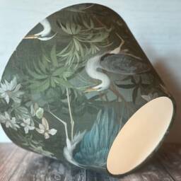 Empire Lampshade, Heron Fabric Table Handmade Small Green Large Lampshade - thumbnail 3