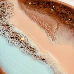 Round Epoxy Resin Coffee Table Side - Copper White Modern Living Room With Unique Design Handmade Decorative - thumbnail 2