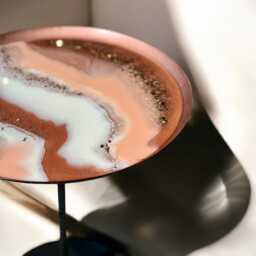 Round Epoxy Resin Coffee Table Side - Copper White Modern Living Room With Unique Design Handmade Decorative - thumbnail 4