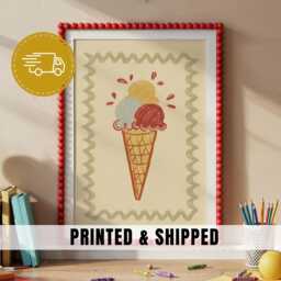 Whimsical Ice Cream Nursery Wall Art Printable Cute Dessert Illustration For Baby Room Kitchen Decor Toddler Digital Download - 110 - thumbnail 1