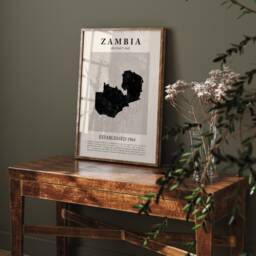 Abstract Zambia Map Vintage Wall Art Print Picasso + Matisse Inspired Travel Poster - thumbnail 1