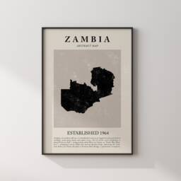 Abstract Zambia Map Vintage Wall Art Print Picasso + Matisse Inspired Travel Poster - thumbnail 2