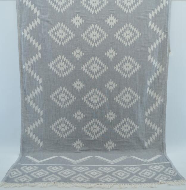 "Gray Kilim Patterned Towel, Bath Towel, Geometric Towel, Aztec Towel, Turkish Peshtemal, Turkish Towel, Double Face Towel, 36""x69" - image 1
