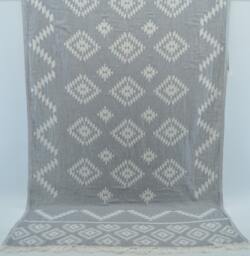 "Gray Kilim Patterned Towel, Bath Towel, Geometric Towel, Aztec Towel, Turkish Peshtemal, Turkish Towel, Double Face Towel, 36""x69" - thumbnail 1