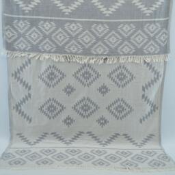 "Gray Kilim Patterned Towel, Bath Towel, Geometric Towel, Aztec Towel, Turkish Peshtemal, Turkish Towel, Double Face Towel, 36""x69" - thumbnail 2