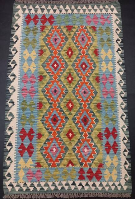 Kilim Rug Classic, Handmade Artisan Afghan Turkish Aztec Natural Wool 154x96 cm - image 1