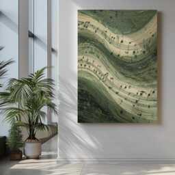 Modern Abstract Music Art Print Sage Green Calm Flowing Melody - thumbnail 2