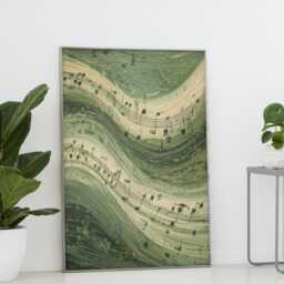Modern Abstract Music Art Print Sage Green Calm Flowing Melody - thumbnail 3