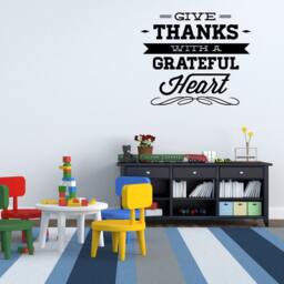 Give Thanks With A Grateful Heart Thanksgiving Quote Wall Decal - Vinyl Car Id008 - thumbnail 1