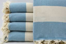 "Aztec Blanket, Turquoise Throw, Bedspread Throw, Handmade Blanket, Diamond Blanket, Long Blanket, 79""x95"