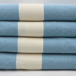 "Aztec Blanket, Turquoise Throw, Bedspread Throw, Handmade Blanket, Diamond Blanket, Long Blanket, 79""x95" - thumbnail 3