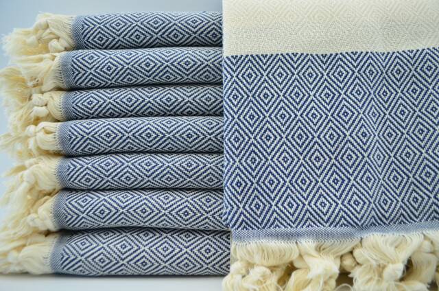 "Navy Blue Towel, Turkish Towel, Diamond Towel, Dcoratve Towel, 40""x70" - image 1