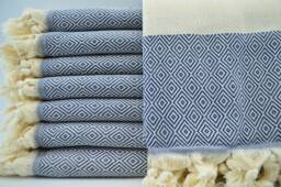 "Navy Blue Towel, Turkish Towel, Diamond Towel, Dcoratve Towel, 40""x70" - thumbnail 1