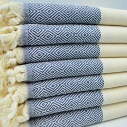 "Navy Blue Towel, Turkish Towel, Diamond Towel, Dcoratve Towel, 40""x70" - thumbnail 3