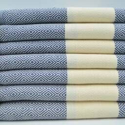 "Navy Blue Towel, Turkish Towel, Diamond Towel, Dcoratve Towel, 40""x70" - thumbnail 2