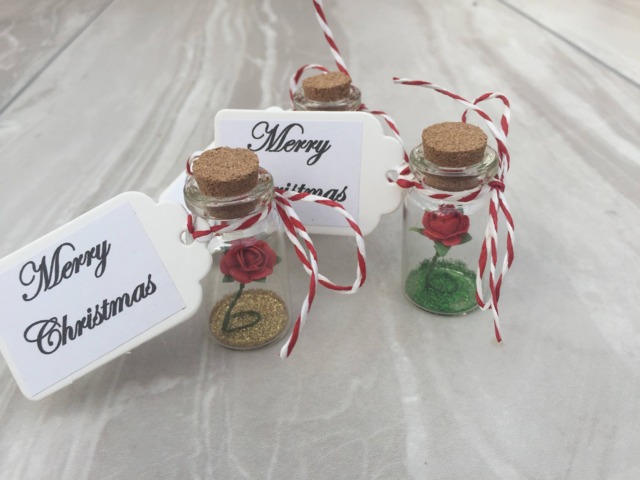 Miniature Christmas Rose in Bottle, Perfect Stocking Filler Or Little Gift For Xmas, Table Gift, Decoration, Bauble - image 1