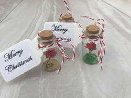 Miniature Christmas Rose in Bottle, Perfect Stocking Filler Or Little Gift For Xmas, Table Gift, Decoration, Bauble - thumbnail 1