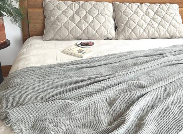 Organic Wool Pillow Linen Quilted Cover, Winter Bedding - image 1