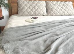 Organic Wool Pillow Linen Quilted Cover, Winter Bedding - thumbnail 1