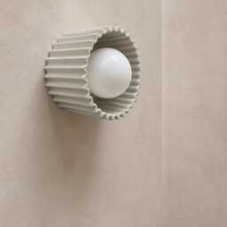 Small Syracuse - Ceramic Flush Mount Wall Sconce Handmade Minimalist Light Fixture in Bone White - thumbnail 2