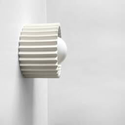 Small Syracuse - Ceramic Flush Mount Wall Sconce Handmade Minimalist Light Fixture in Bone White - thumbnail 3