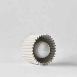Small Syracuse - Ceramic Flush Mount Wall Sconce Handmade Minimalist Light Fixture in Bone White - thumbnail 2