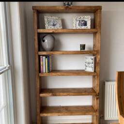 Handmade Rustic Solid Wood Bookcase Chunky Pine Shelving Unit - thumbnail 3