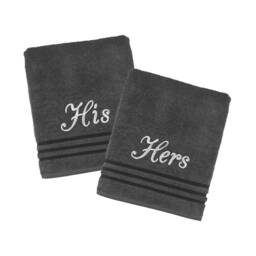 Personalised His & Hers Wedding Bath Towel Set - 5 Colour Options Anniversary Gift 100% Egyptian Cotton - thumbnail 3
