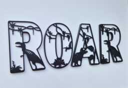 Dinosaur Bedroom Decor, Name Letters, Wall Art, Personalised Sign, Dino Room Monochrome Wooden Letter - thumbnail 1