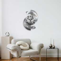 Abstract Silver Metal Wall Clock Modern Art Sculpture - 18x24 - thumbnail 2