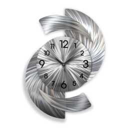 Abstract Silver Metal Wall Clock Modern Art Sculpture - 18x24 - thumbnail 1