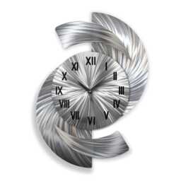Abstract Silver Metal Wall Clock Modern Art Sculpture - 18x24 - thumbnail 3