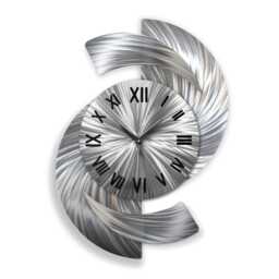 Abstract Silver Metal Wall Clock Modern Art Sculpture - 18x24 - thumbnail 4