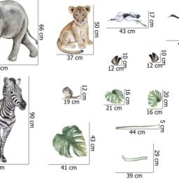 Watercolor Safari Animals Wall Decal, Peel & Stick Jungle Nursery Decor, Removable Kids Room Art, Elephant Lion Giraffe Stickers - thumbnail 3