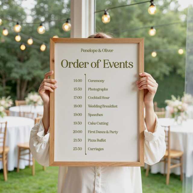 Modern Wedding Order Of Events Sign Minimalist Ceremony Timeline Print - image 1