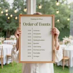 Modern Wedding Order Of Events Sign Minimalist Ceremony Timeline Print - thumbnail 1