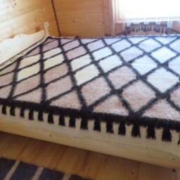 Handwoven Wool Rug Beige White Geometric Throw, Scandinavian Decor - 210x185cm - thumbnail 4